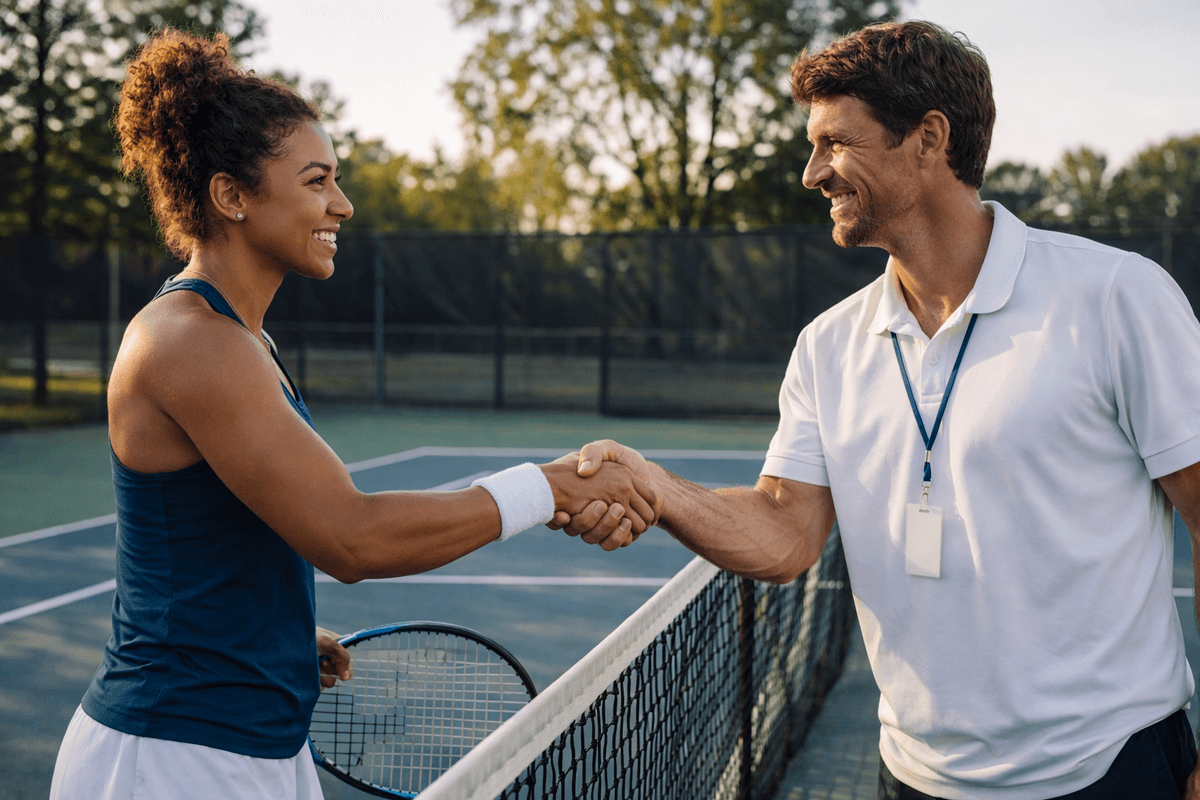 Coach and player handshake